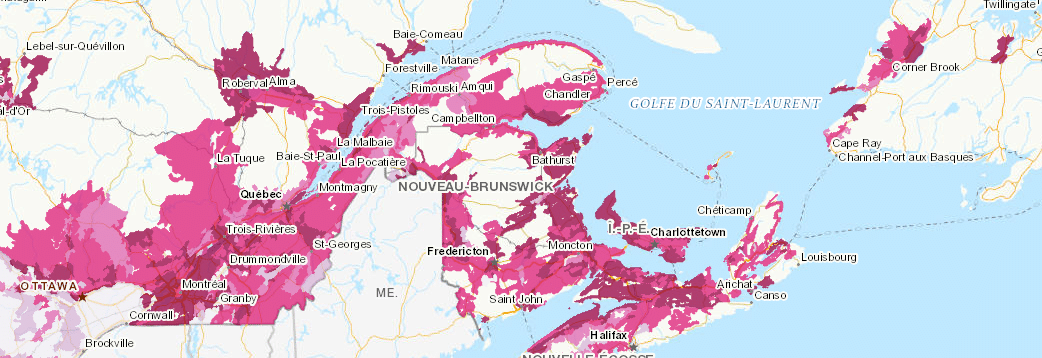 Risque de contamination de l'eau de surface par l'azote au Canada en 2016
